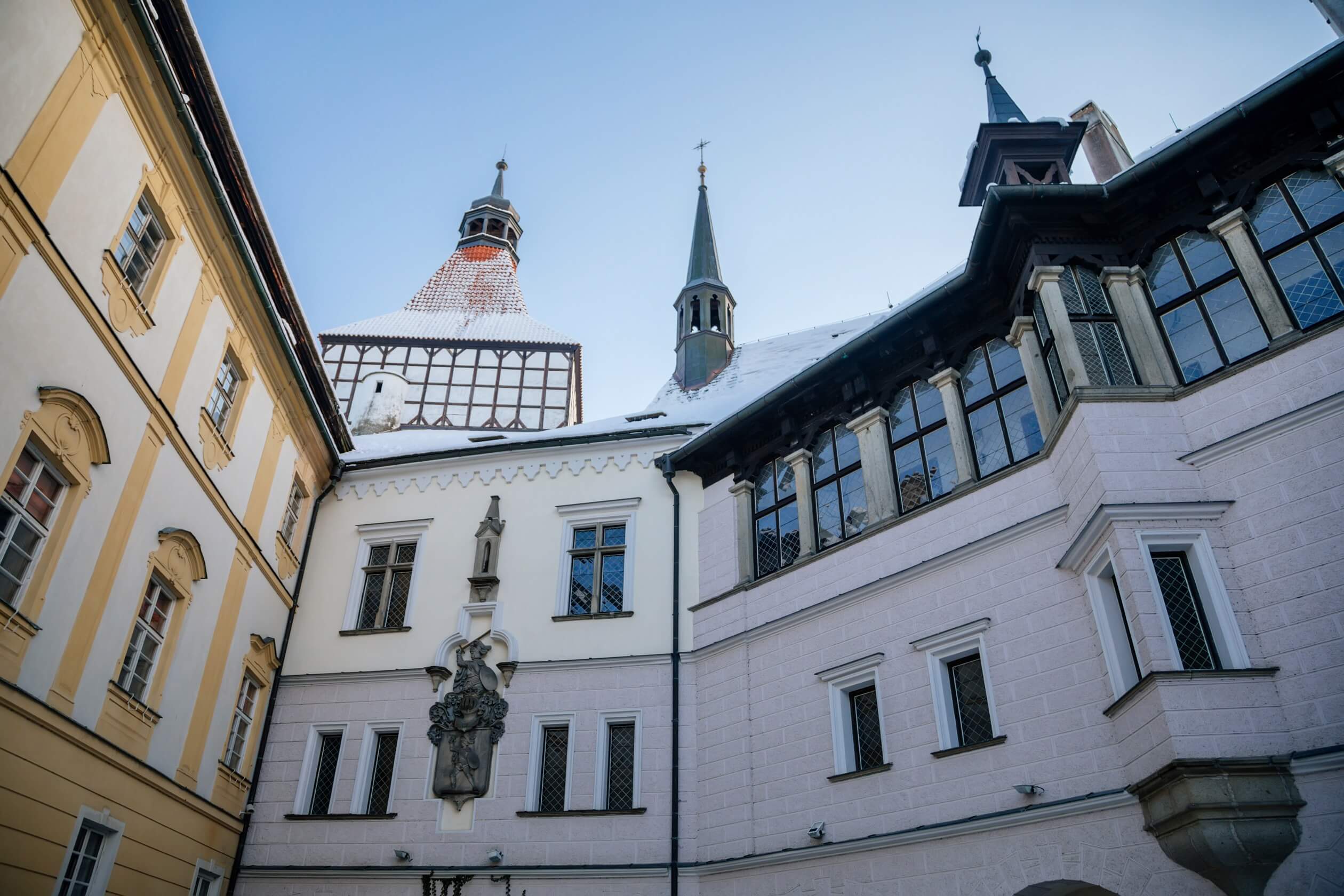 castle blatna czech republic courtyard building winter