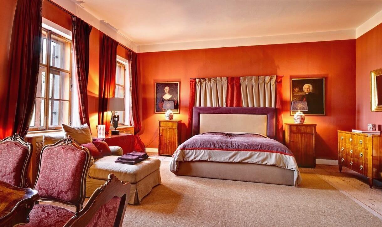 castle friedberg bedroom red wideshot