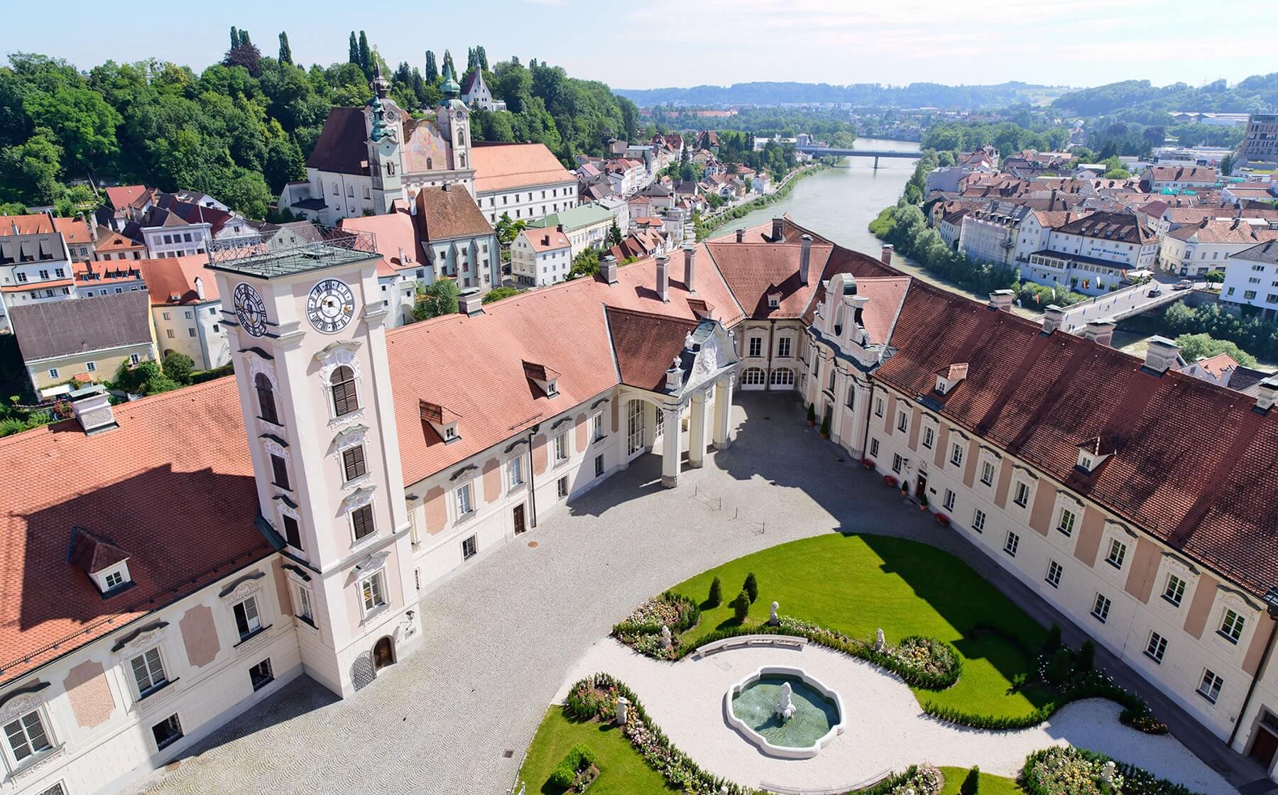 castle lamberg steyr drone shot