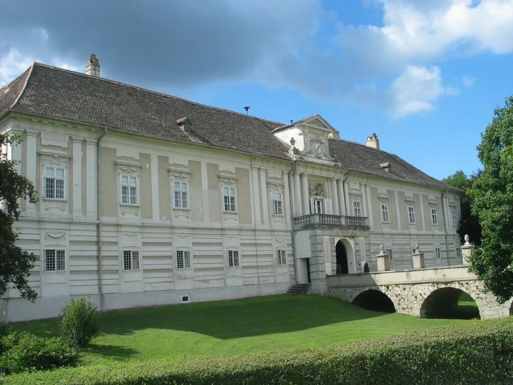 castle rohrau lower austria entrance gate bridge