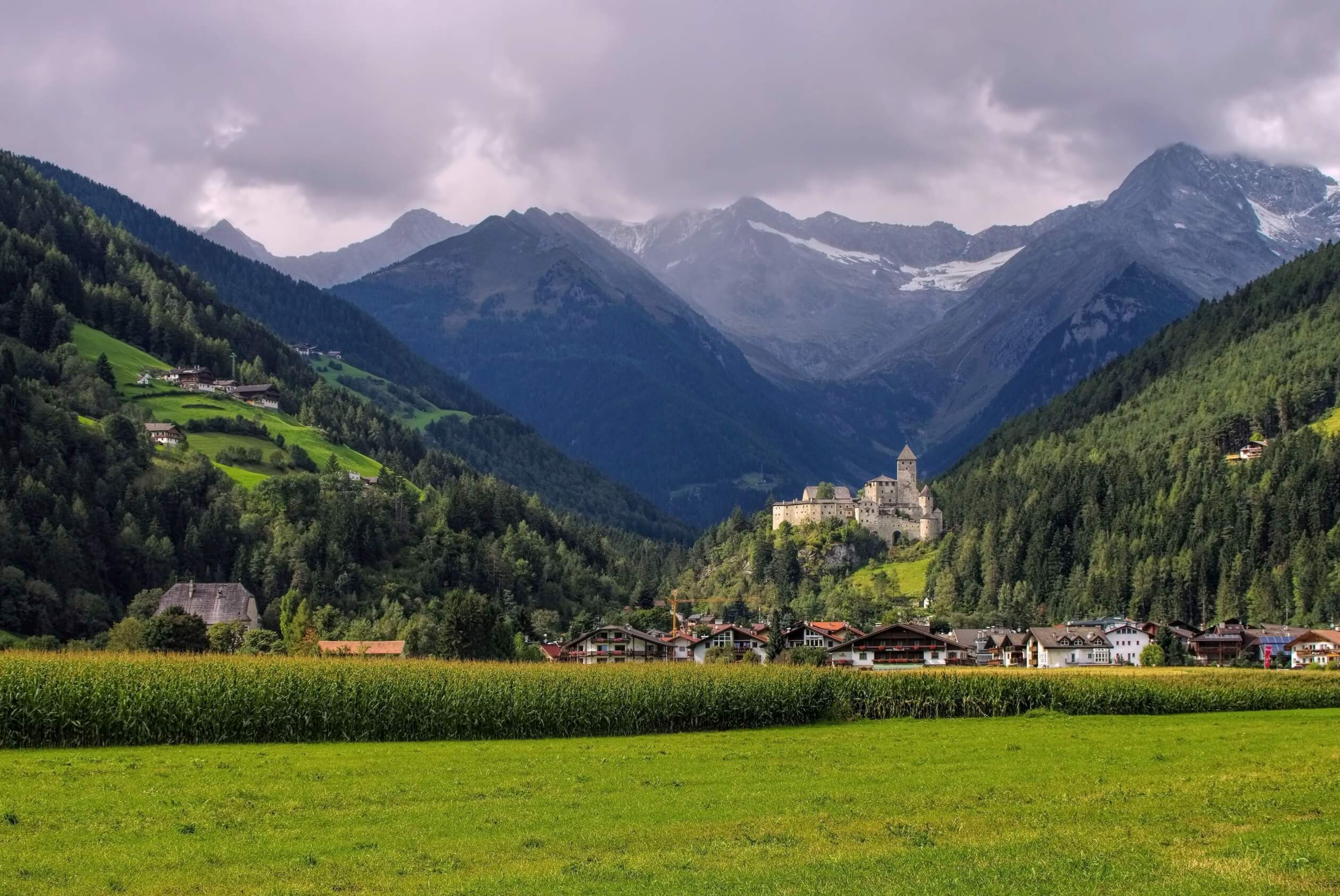 castle taufers valey mountains in italy south tyrol