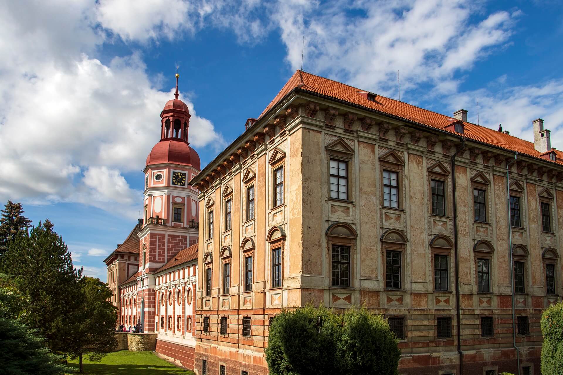 corner view sunny roudnice castle