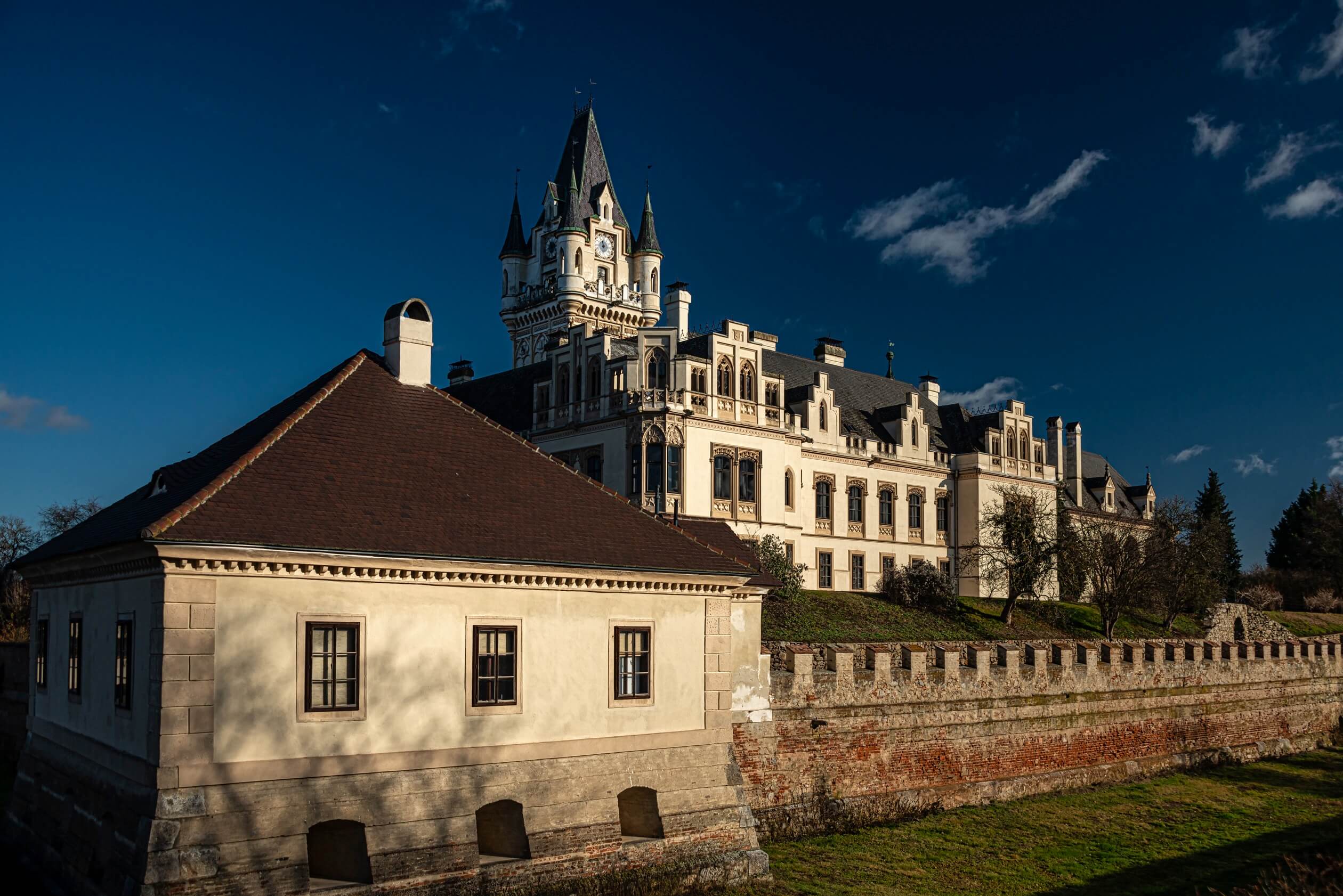 grafenegg castle in autum sunset