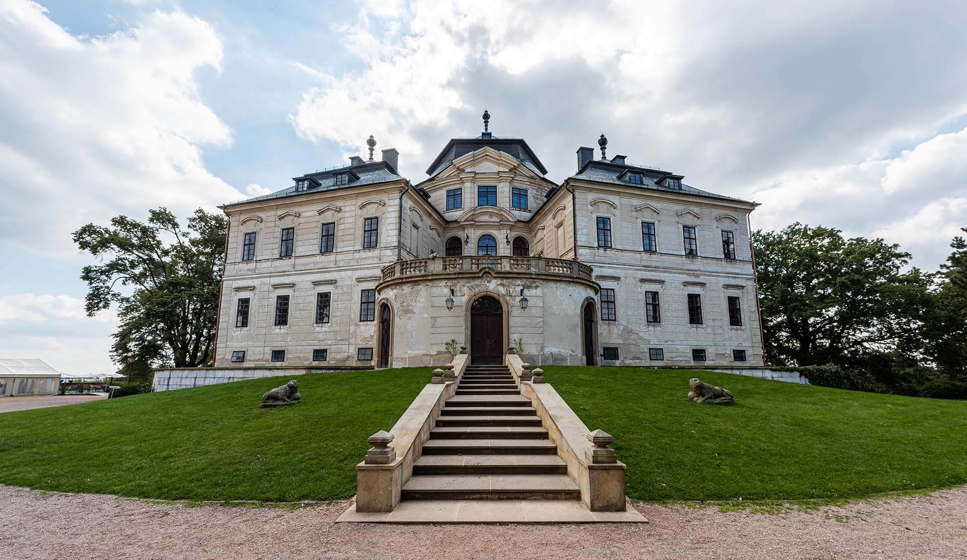 karlova koruna czech republic castle front steps