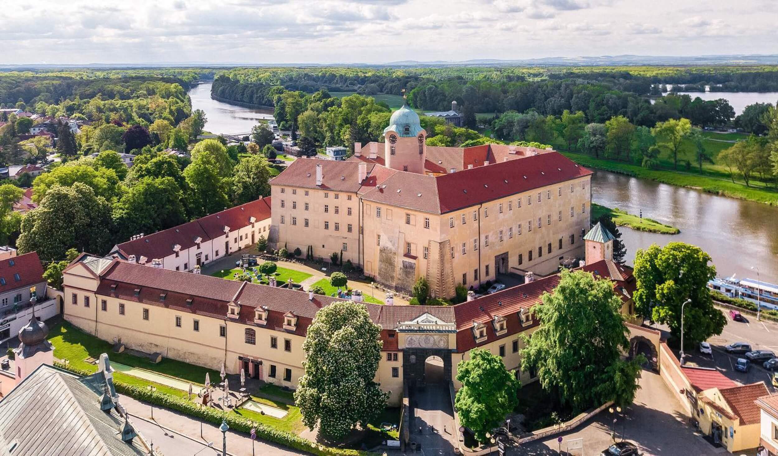 podeprady castle la place drone view