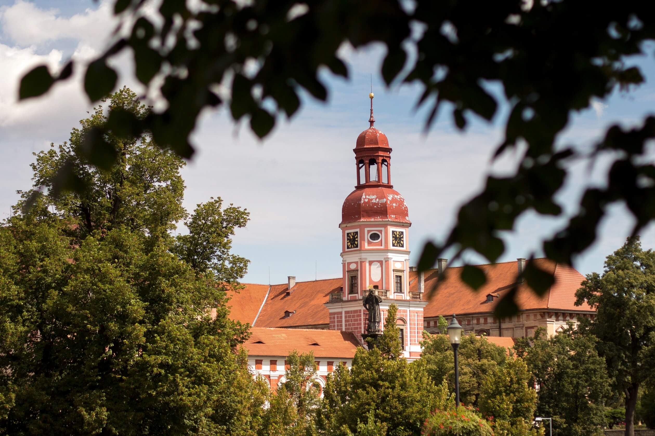 roudnice castle clock tower trees