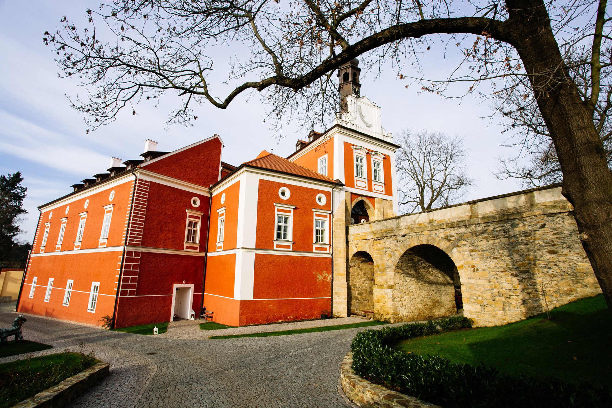 savoia castle czech republic side bridge sunny