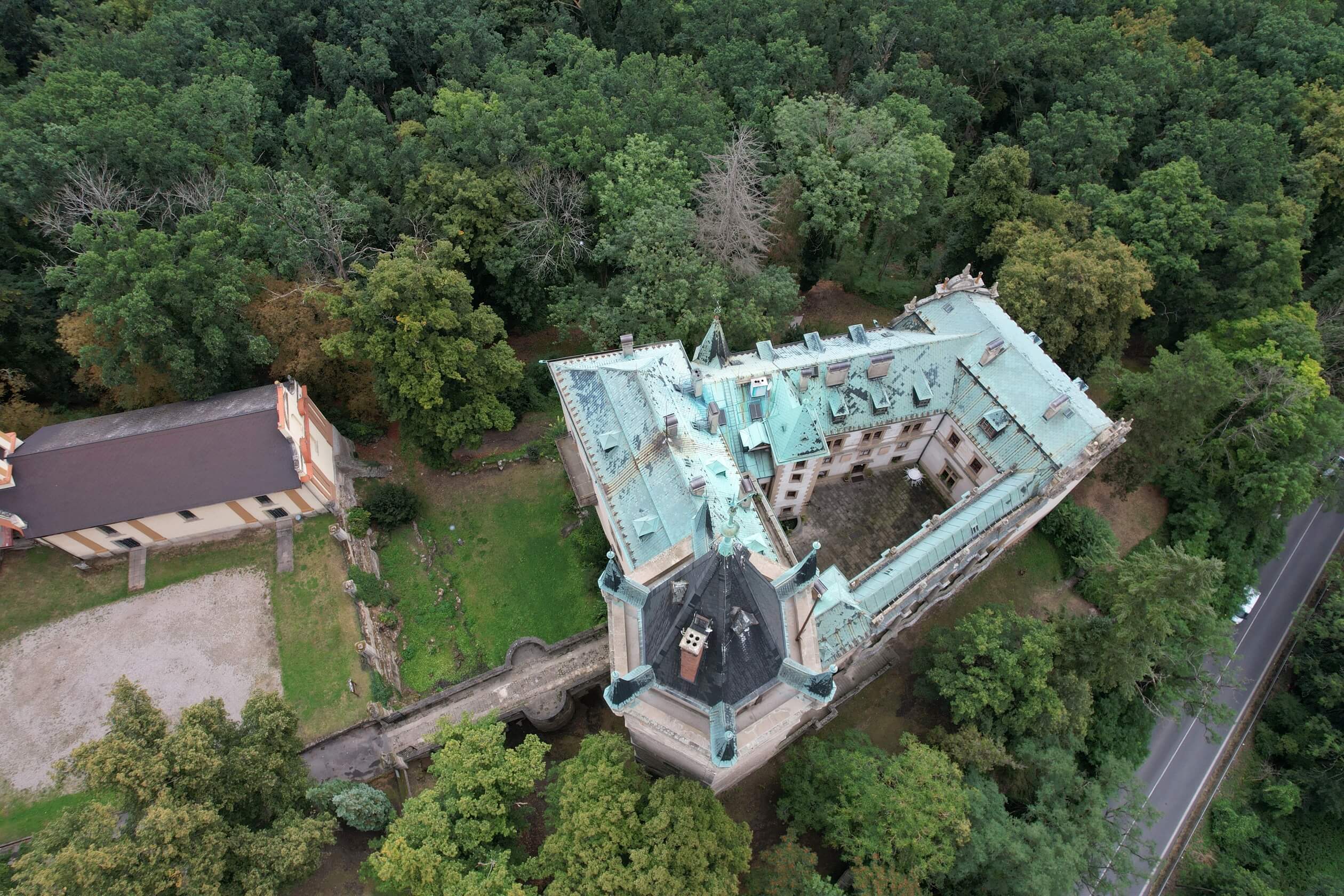 stranov castle czechia drone above