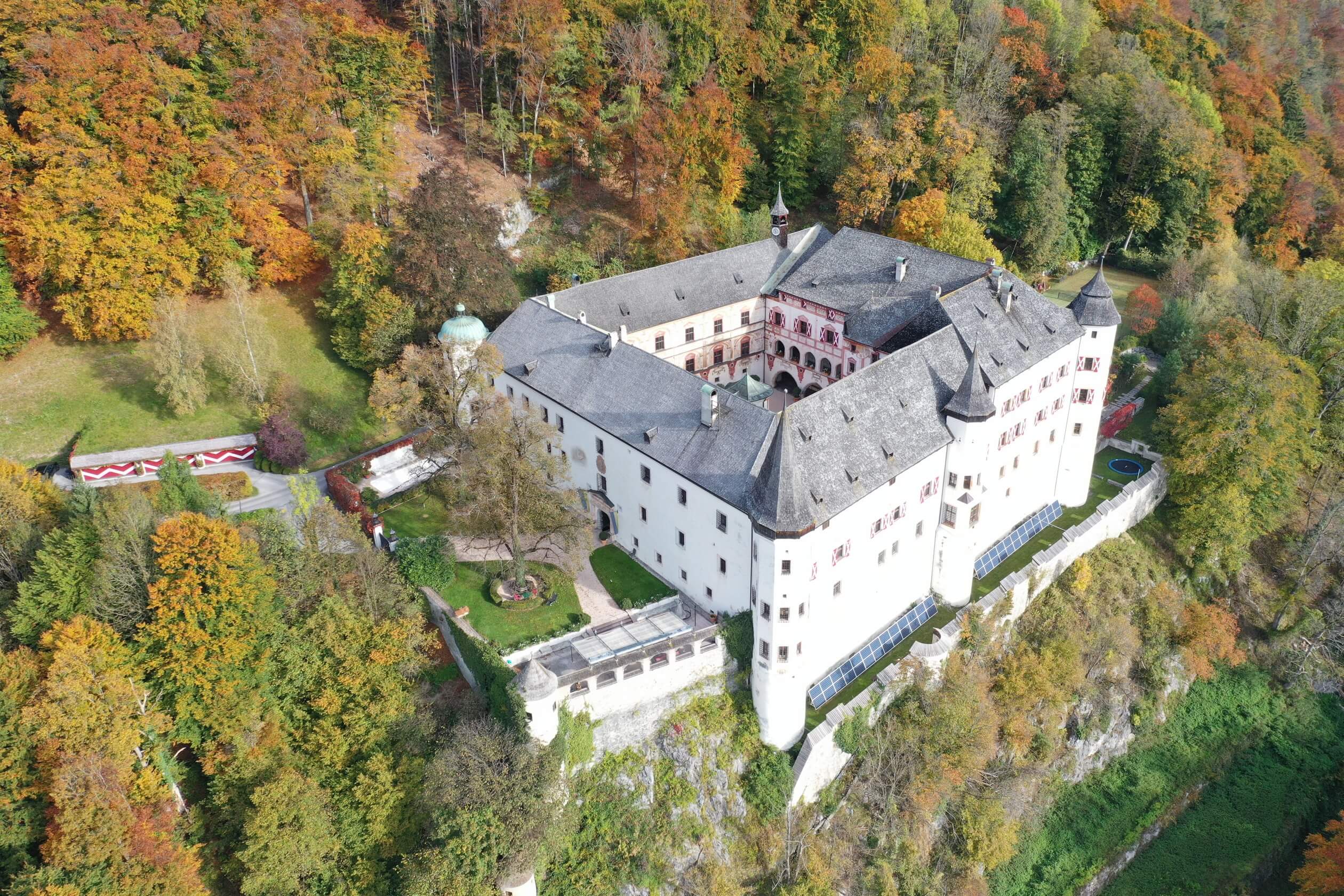 tratzberg castle austria drone shot