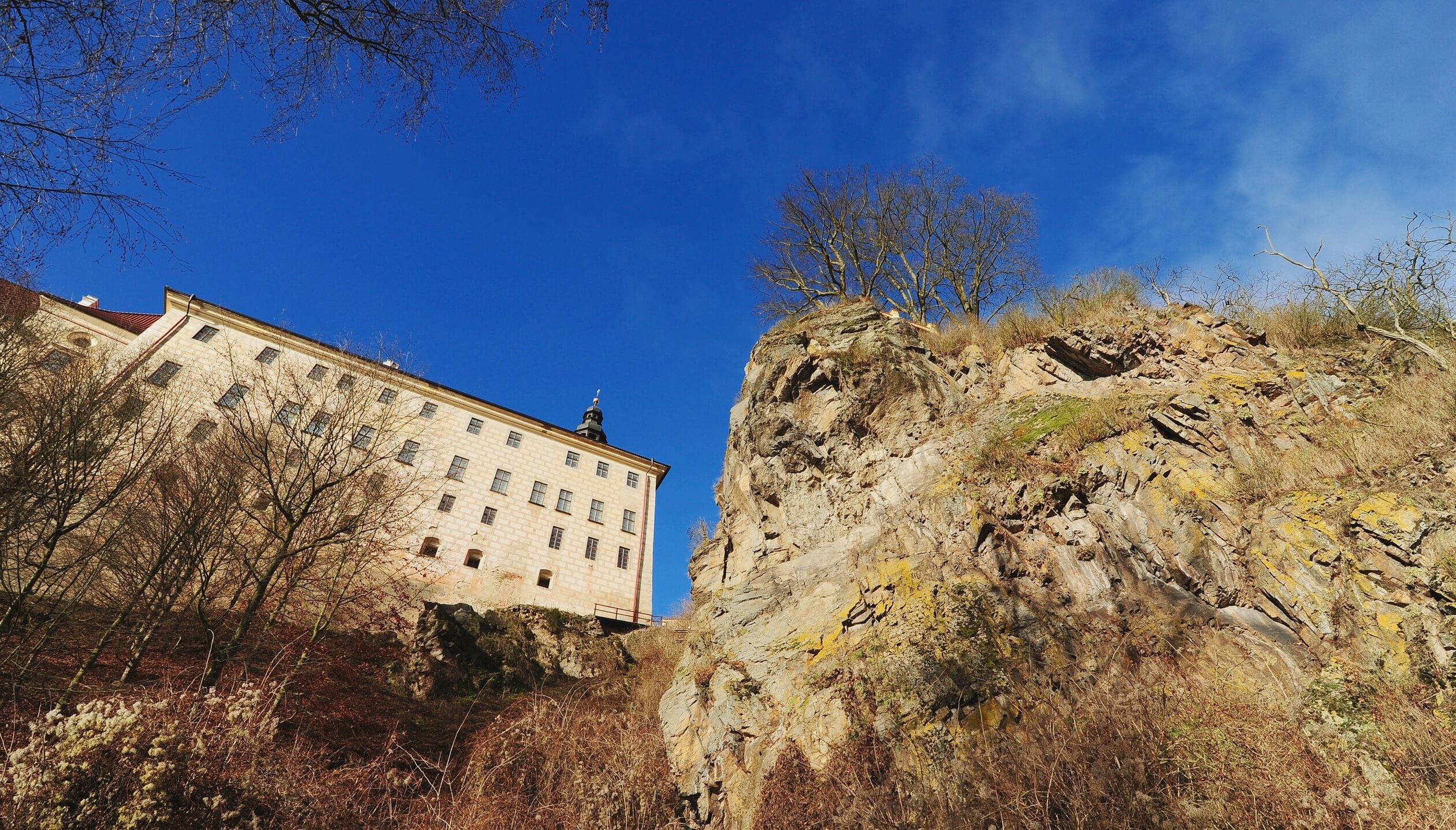 view from below the cliff castle bechyne